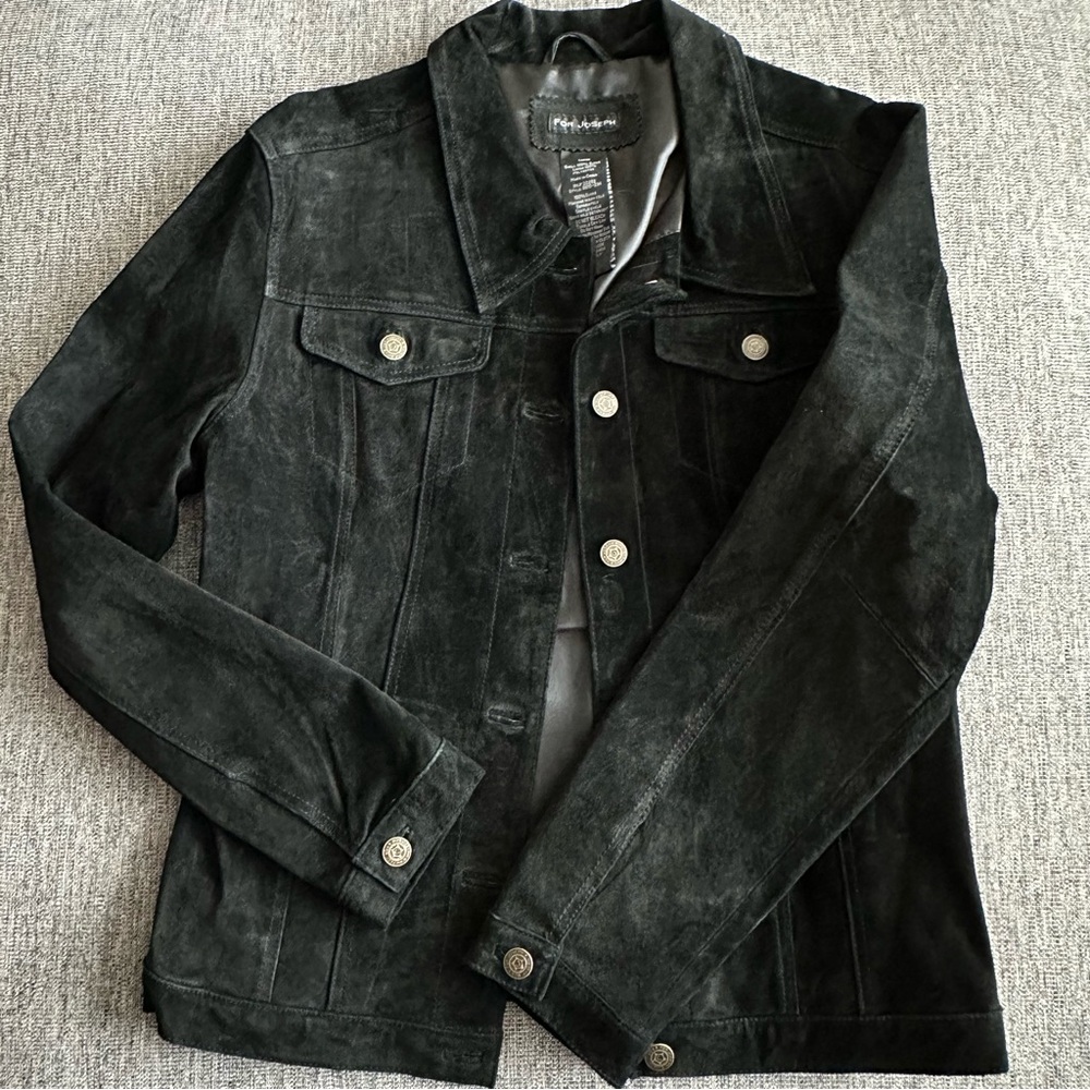 For Joseph || black suede vintage structured jacket